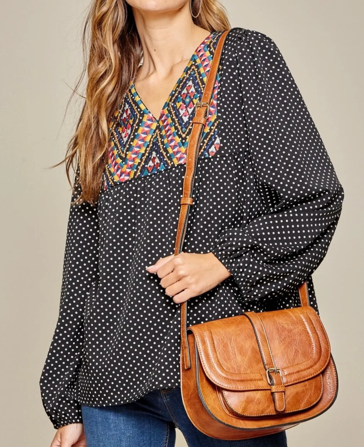 Polka Dot Darling Embroidered Top