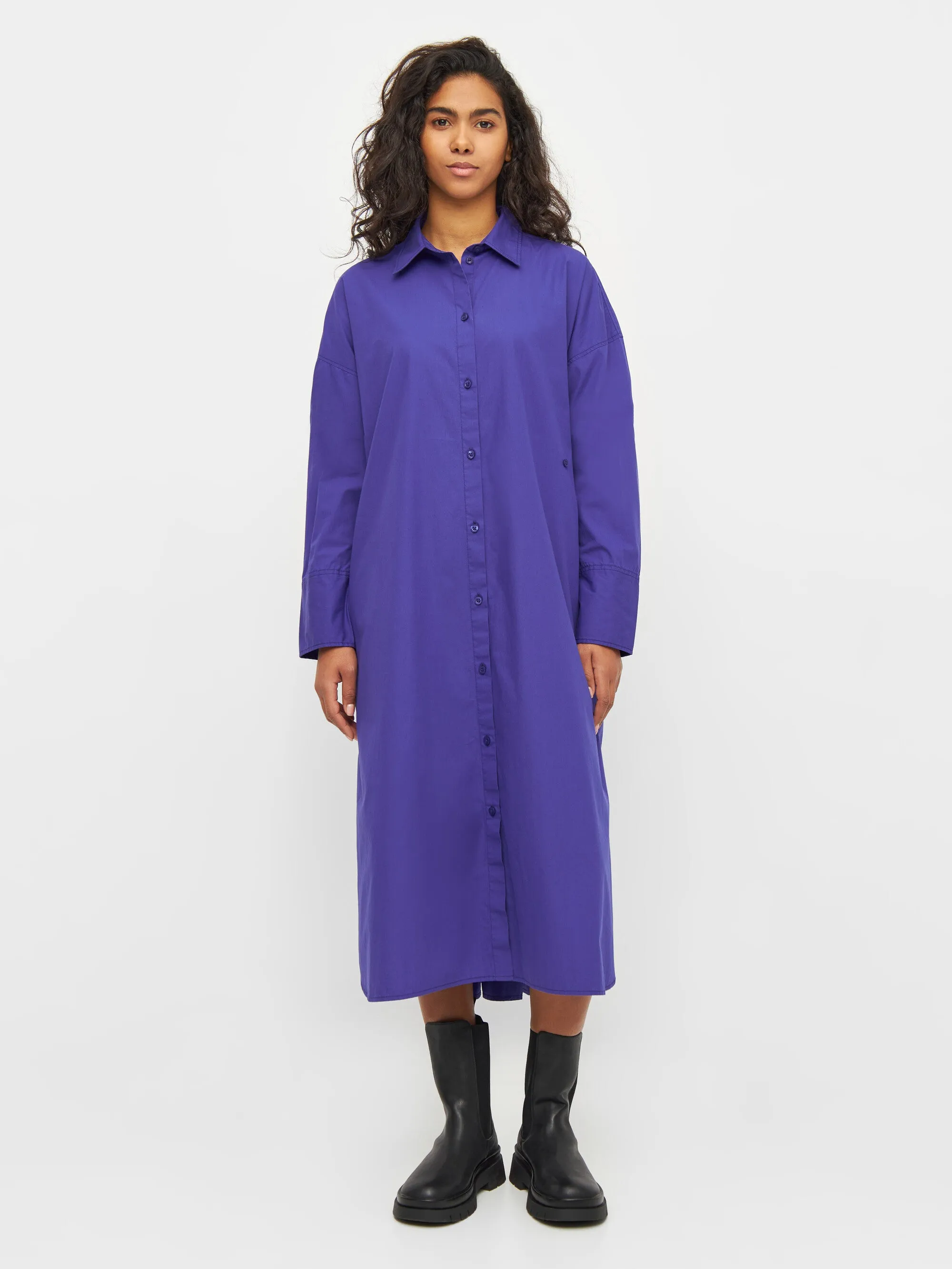 Poplin wrap shirt dress - Deep Purple