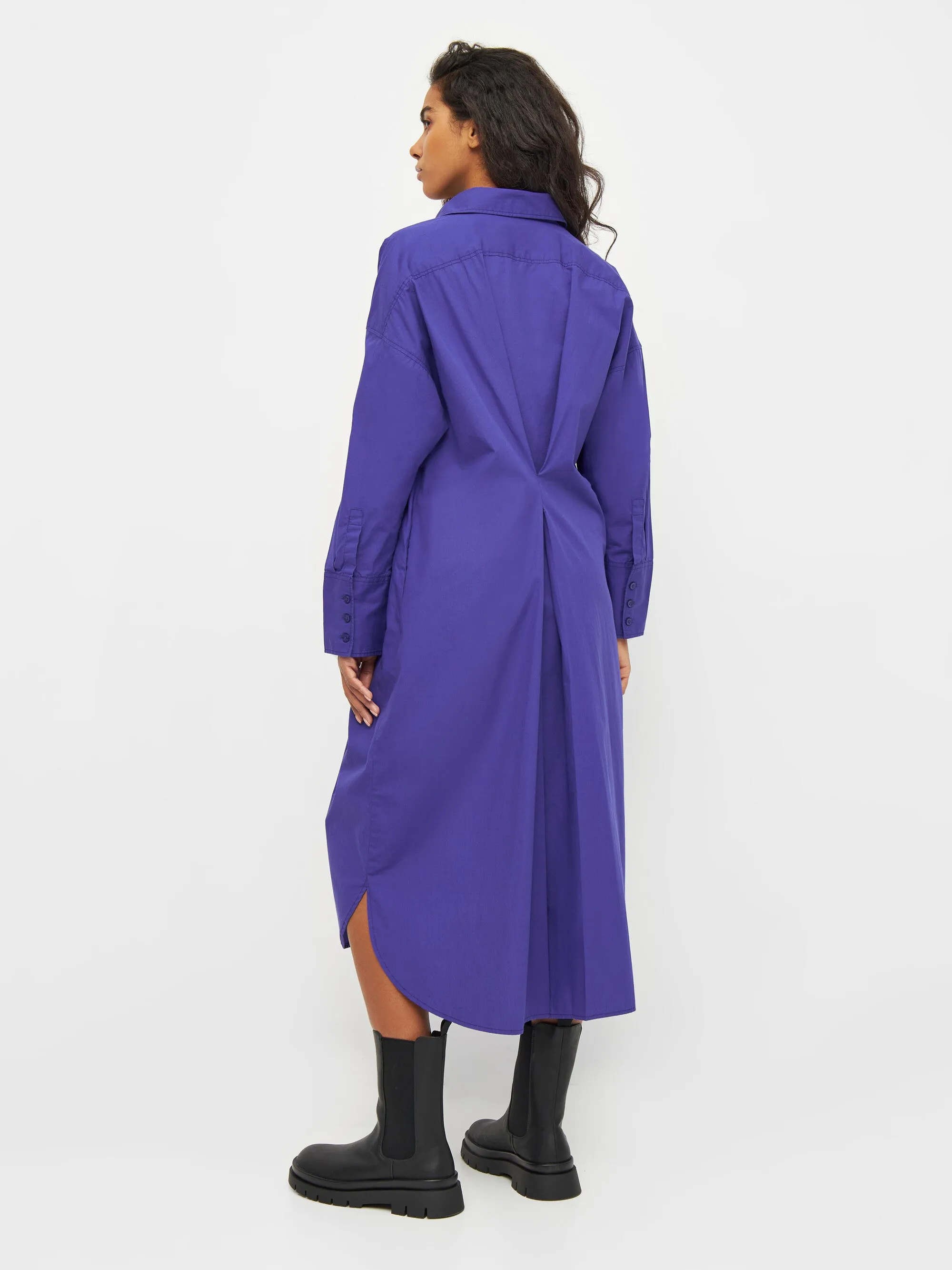 Poplin wrap shirt dress - Deep Purple