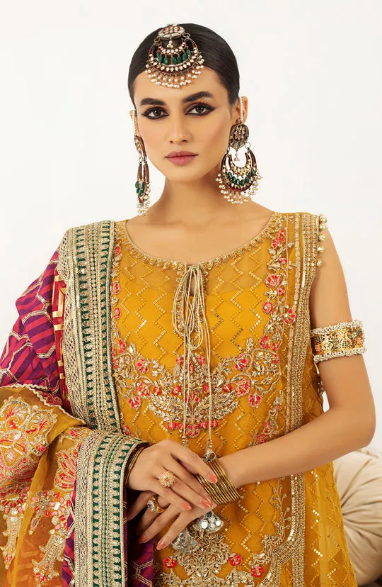 Premium Kameez Trouser Mehndi Dress in Yellow Color