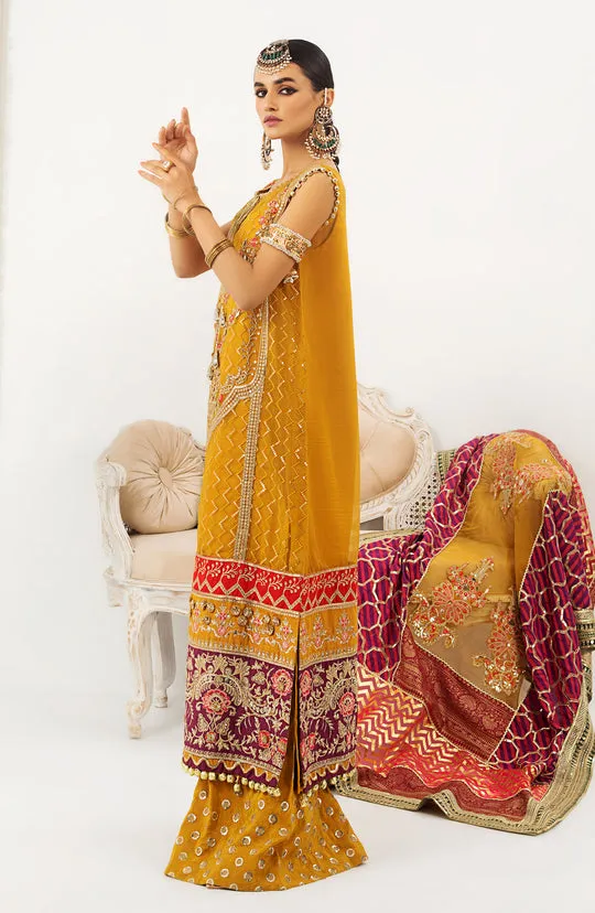 Premium Kameez Trouser Mehndi Dress in Yellow Color