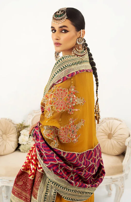 Premium Kameez Trouser Mehndi Dress in Yellow Color