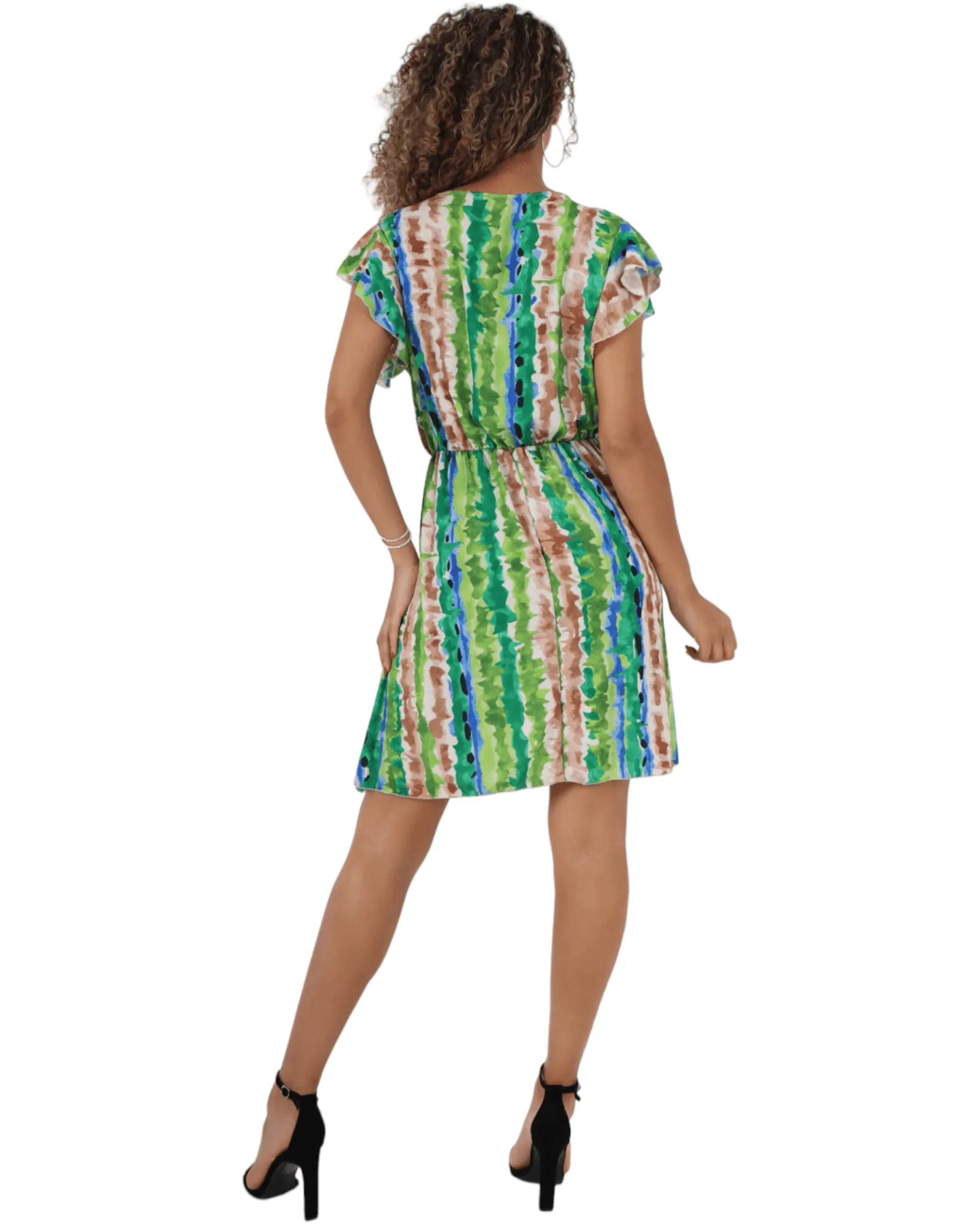 Printed Frill Elasticated Wrap Mini Dress