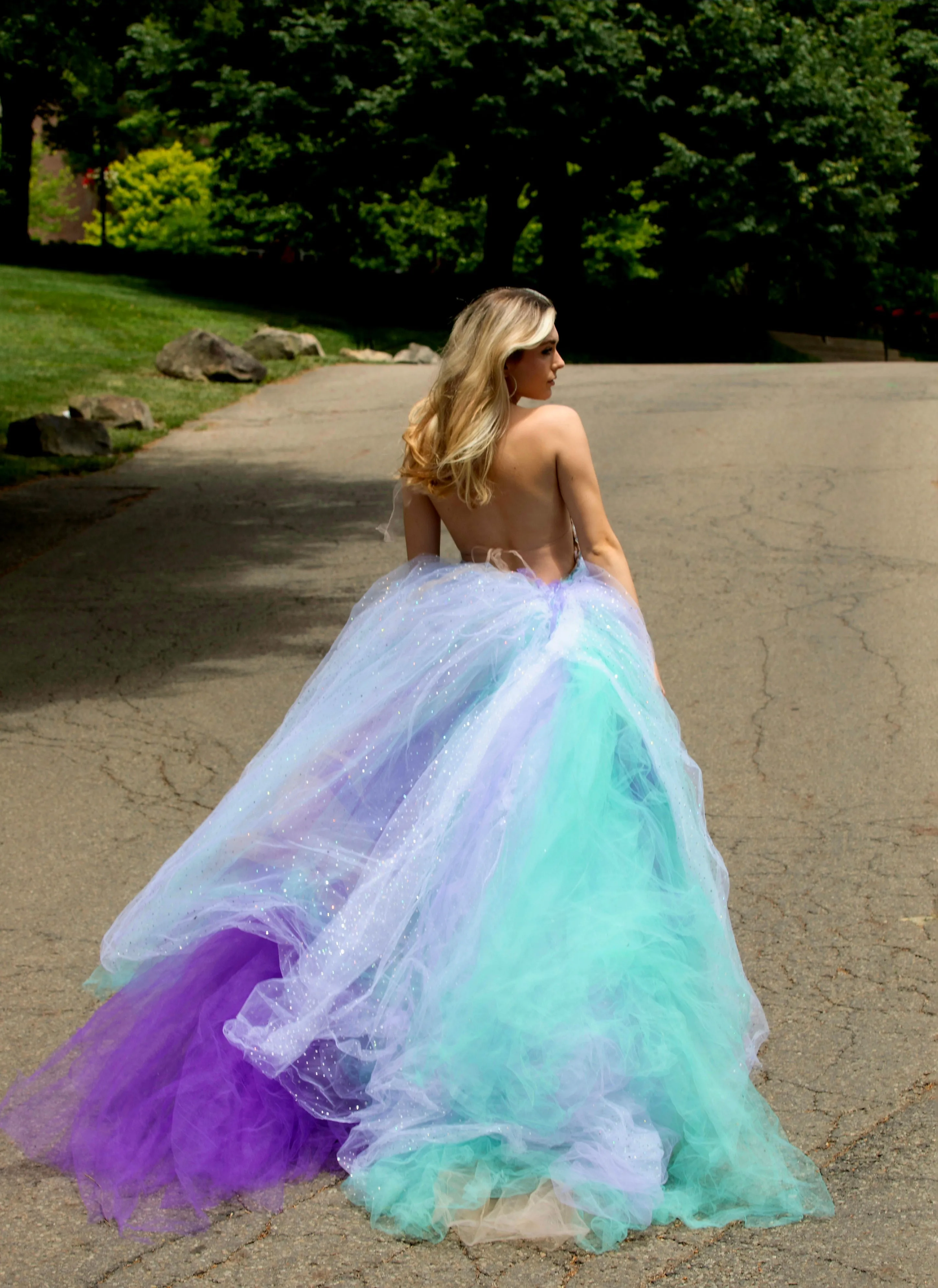 "LADY NATALIE" Blue Lavender White & Silver Wedding Ballgown Set