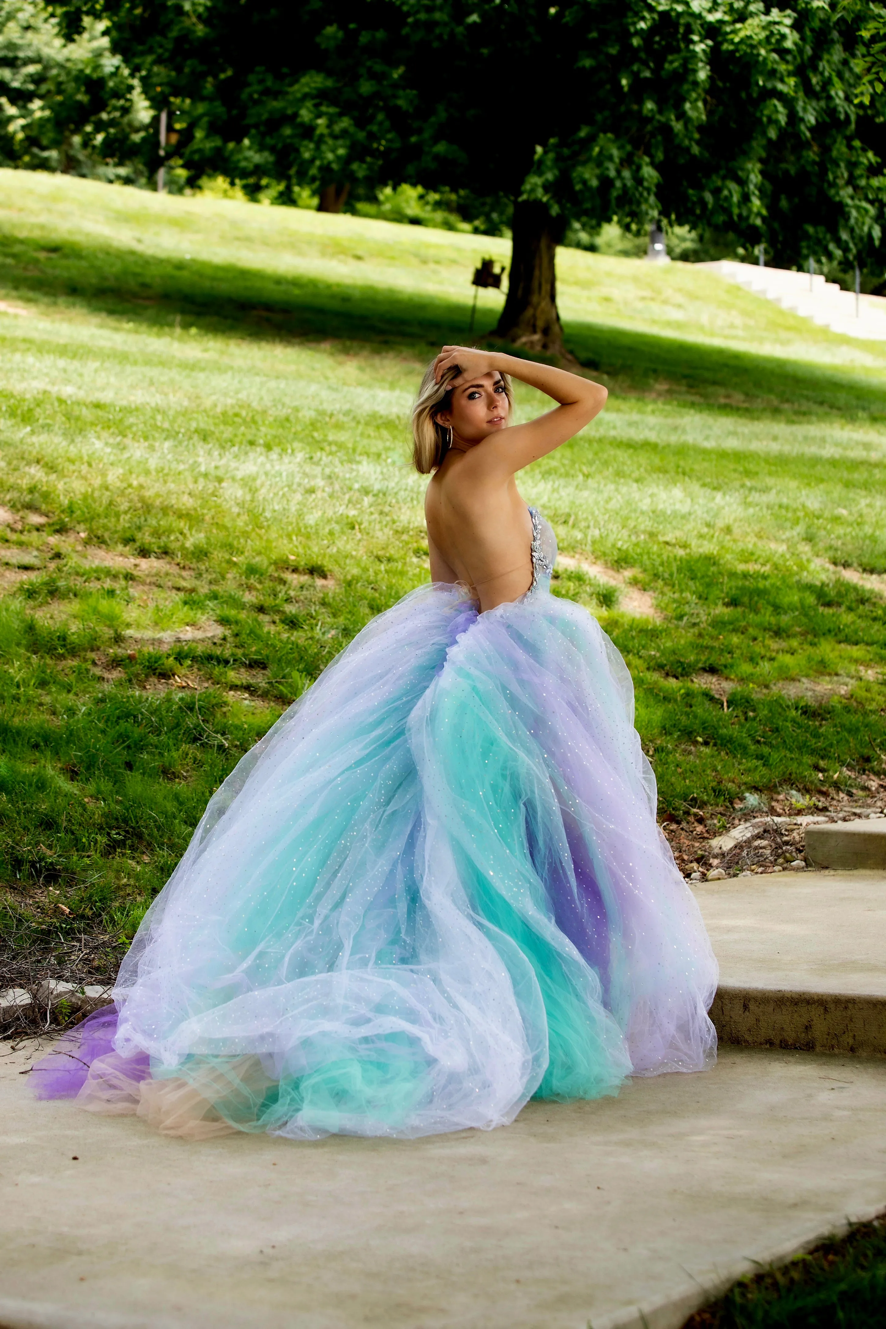 "LADY NATALIE" Blue Lavender White & Silver Wedding Ballgown Set