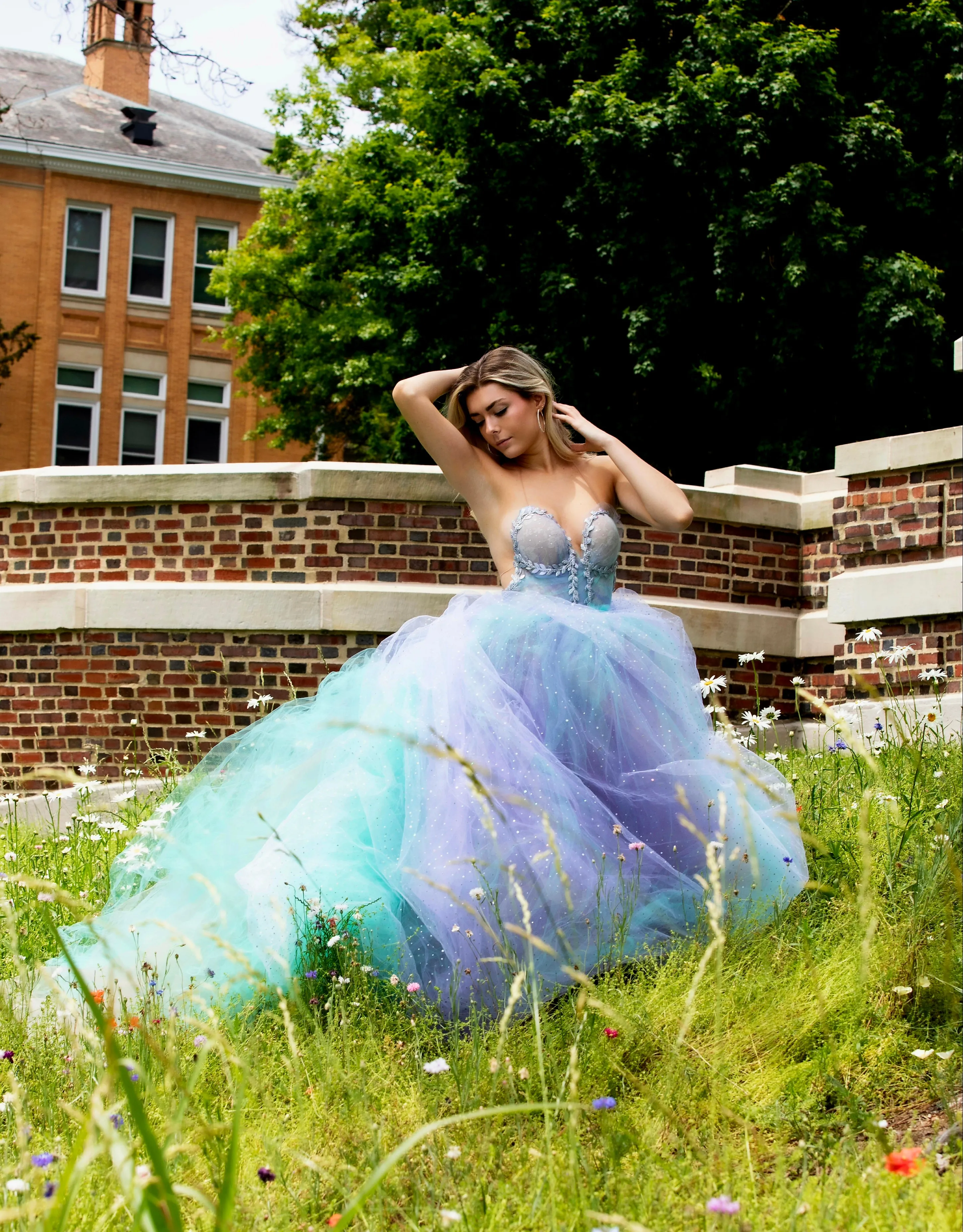 "LADY NATALIE" Blue Lavender White & Silver Wedding Ballgown Set