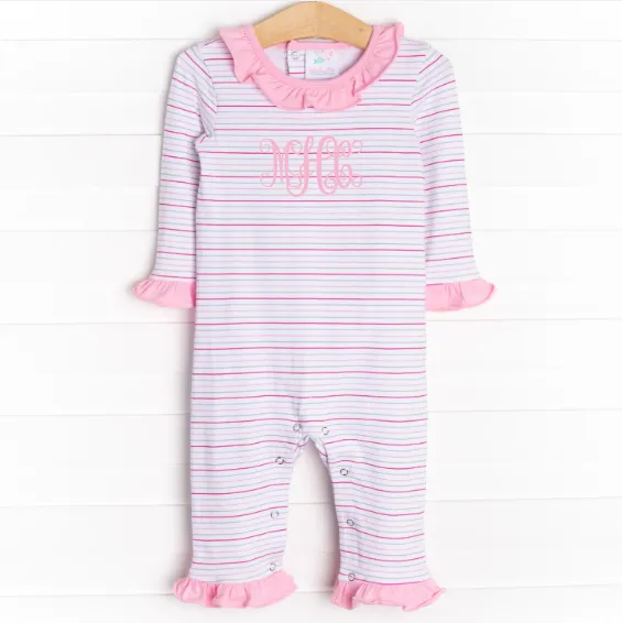 Raspberry Stripes Romper, Pink