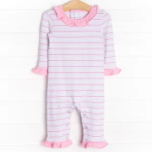 Raspberry Stripes Romper, Pink