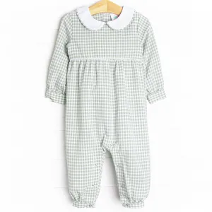 Reed Romper, Green Gingham