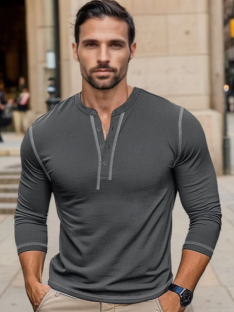 Regular Fit Cotton Henley Shirt