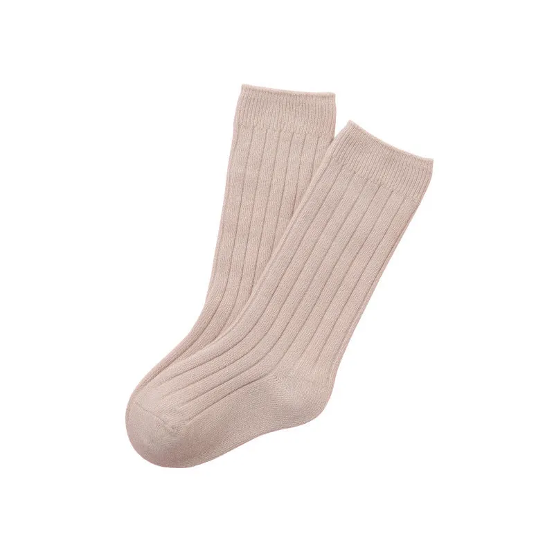 Ribbed Knee High Socks | Beige