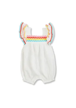 Ric Rac Trim Gauze Baby Romper