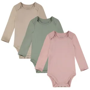 Romper BOBBY lange mouw (3-pack) - Beige, Groen & Roze