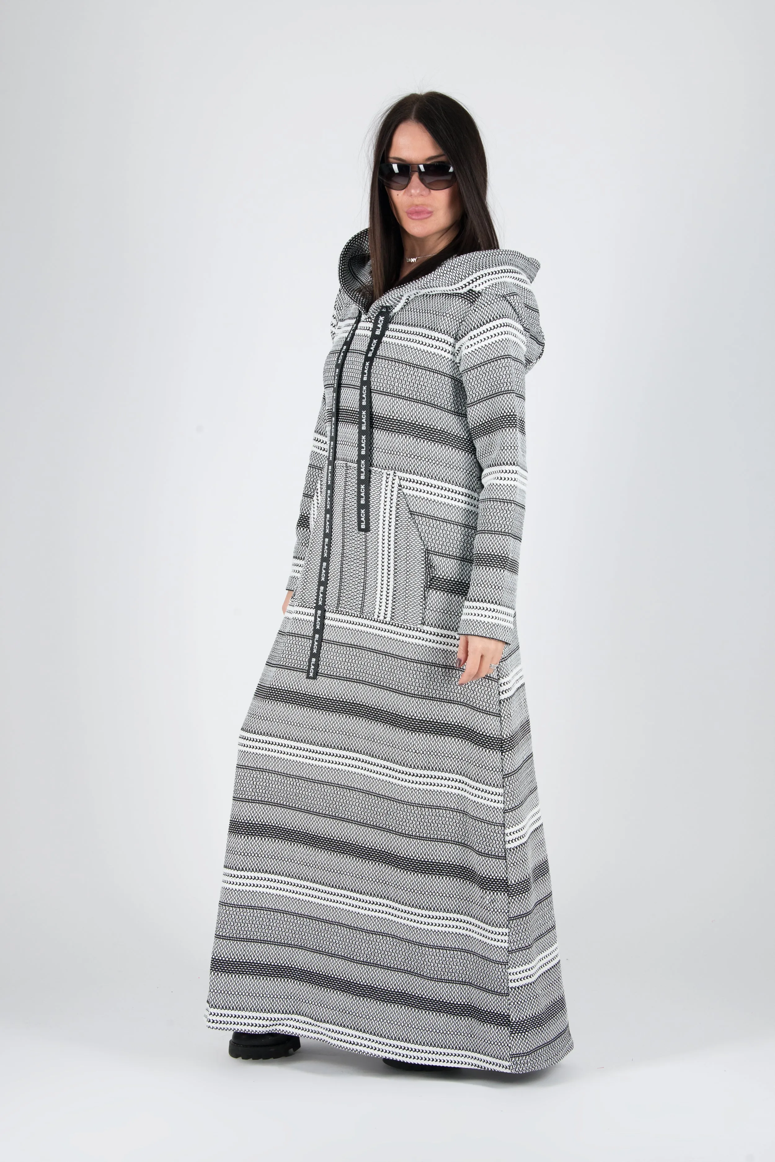 ROSENA Black and White Hooded Dress SALE