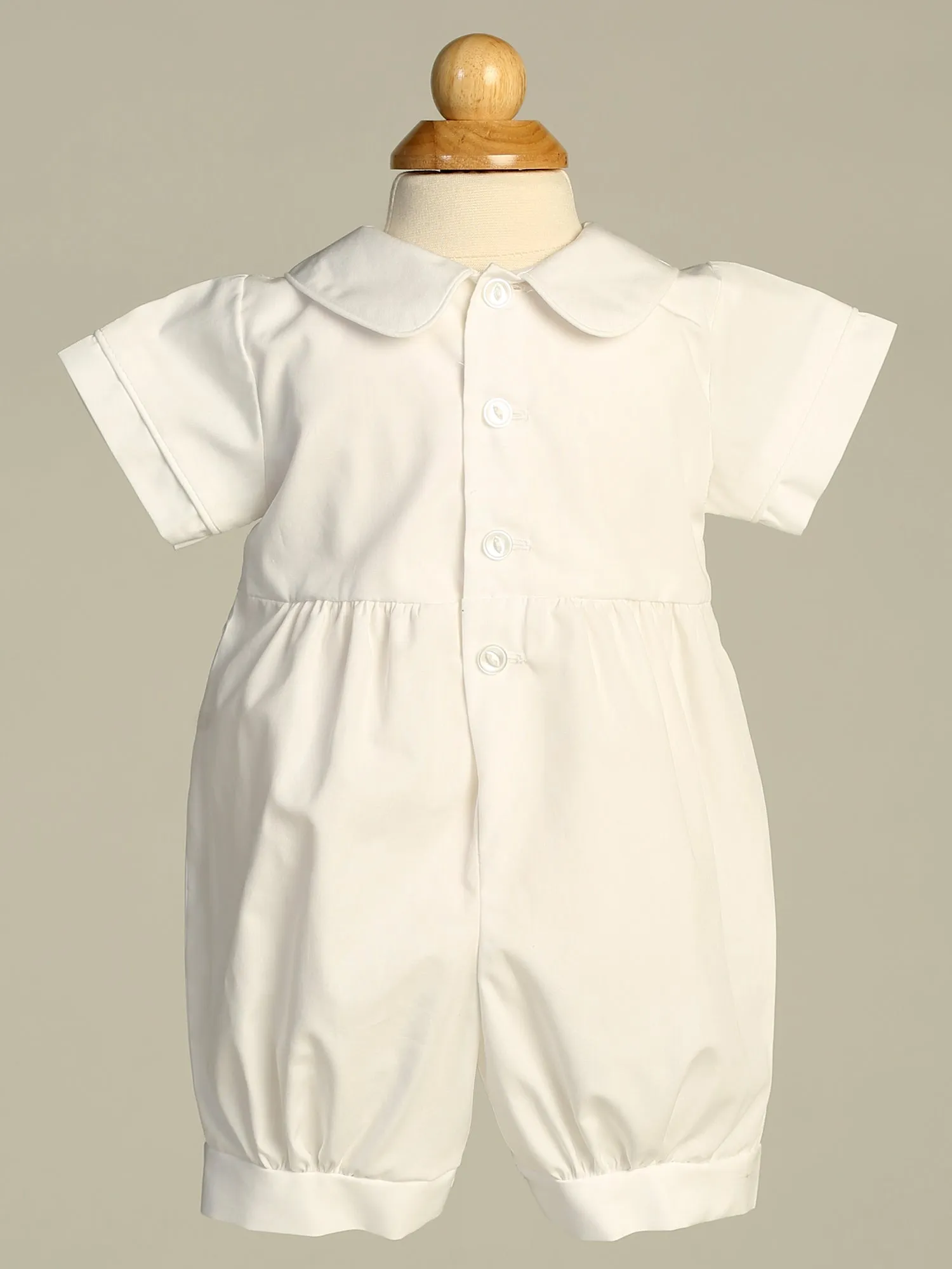 SAMUEL White Cotton Christening Romper (0-18m)