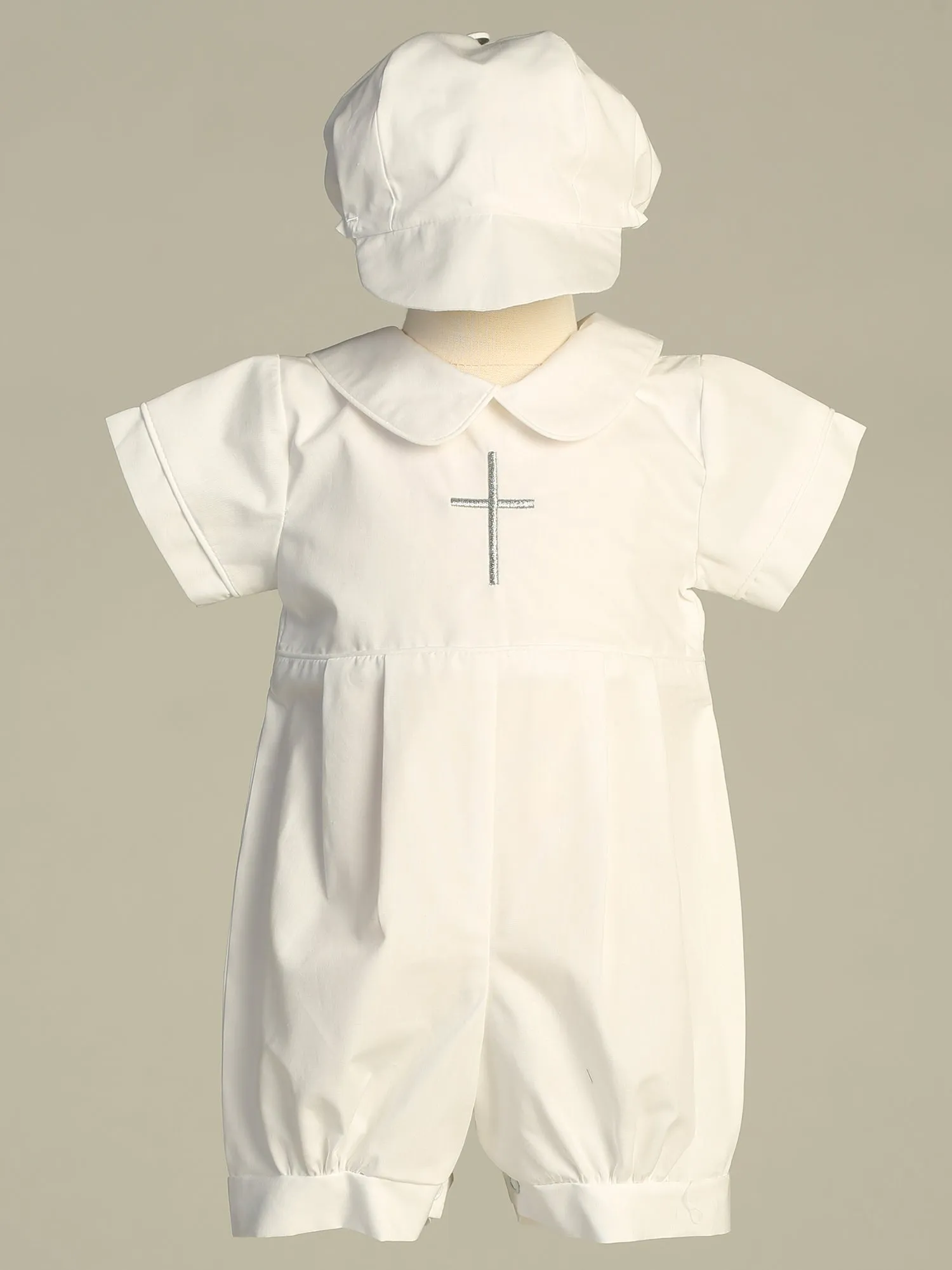 SAMUEL White Cotton Christening Romper (0-18m)