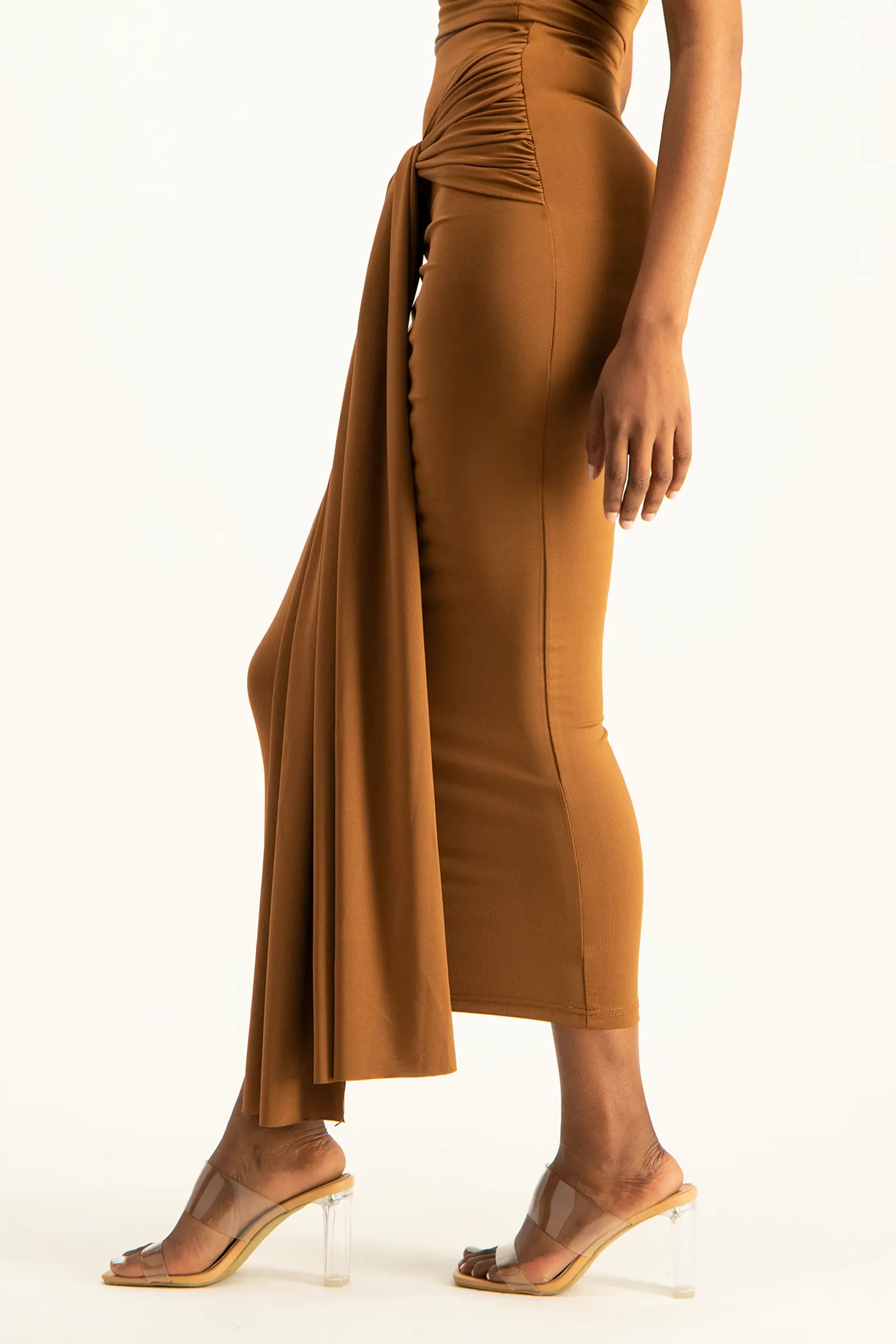 Savannah Wrap Tie Detail Skirt - Toffee