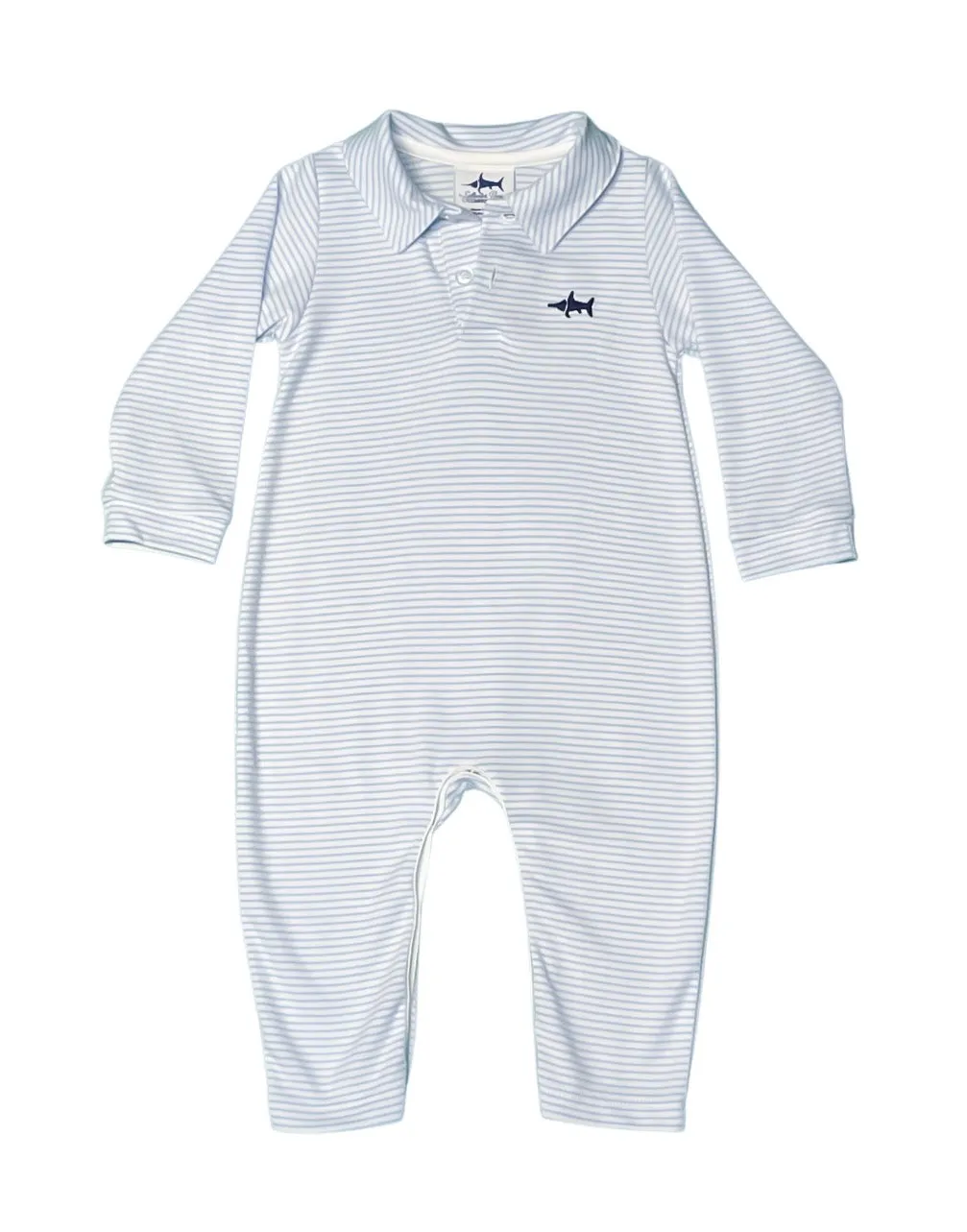 SBC: Signature Polo Romper - Blue Stripe