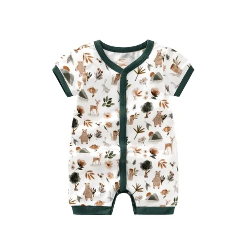 Short Sleeve Snap Romper || Woodland Wonders