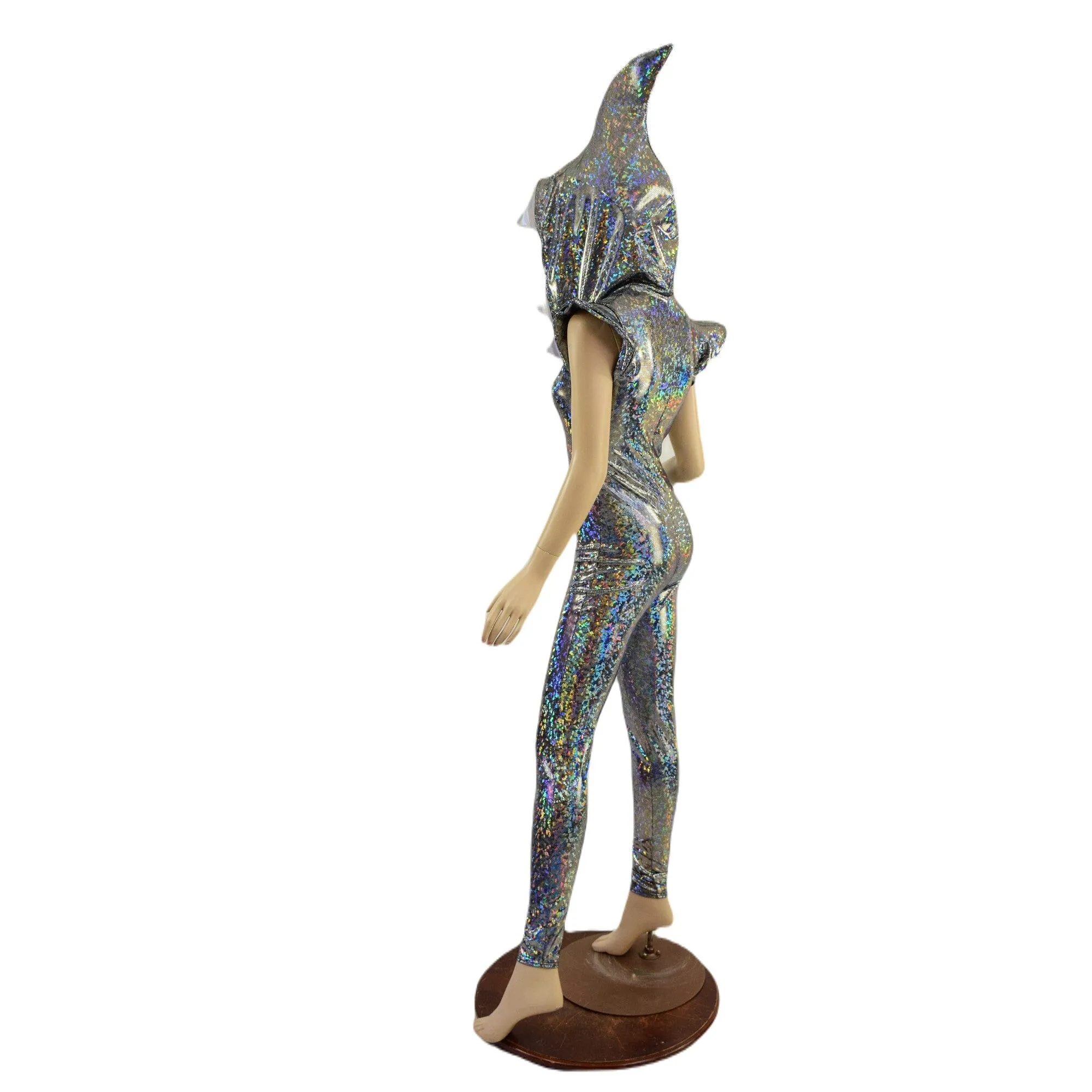 Silver Kaleidoscope Shark Hooded Catsuit