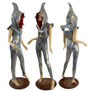 Silver Kaleidoscope Shark Hooded Catsuit