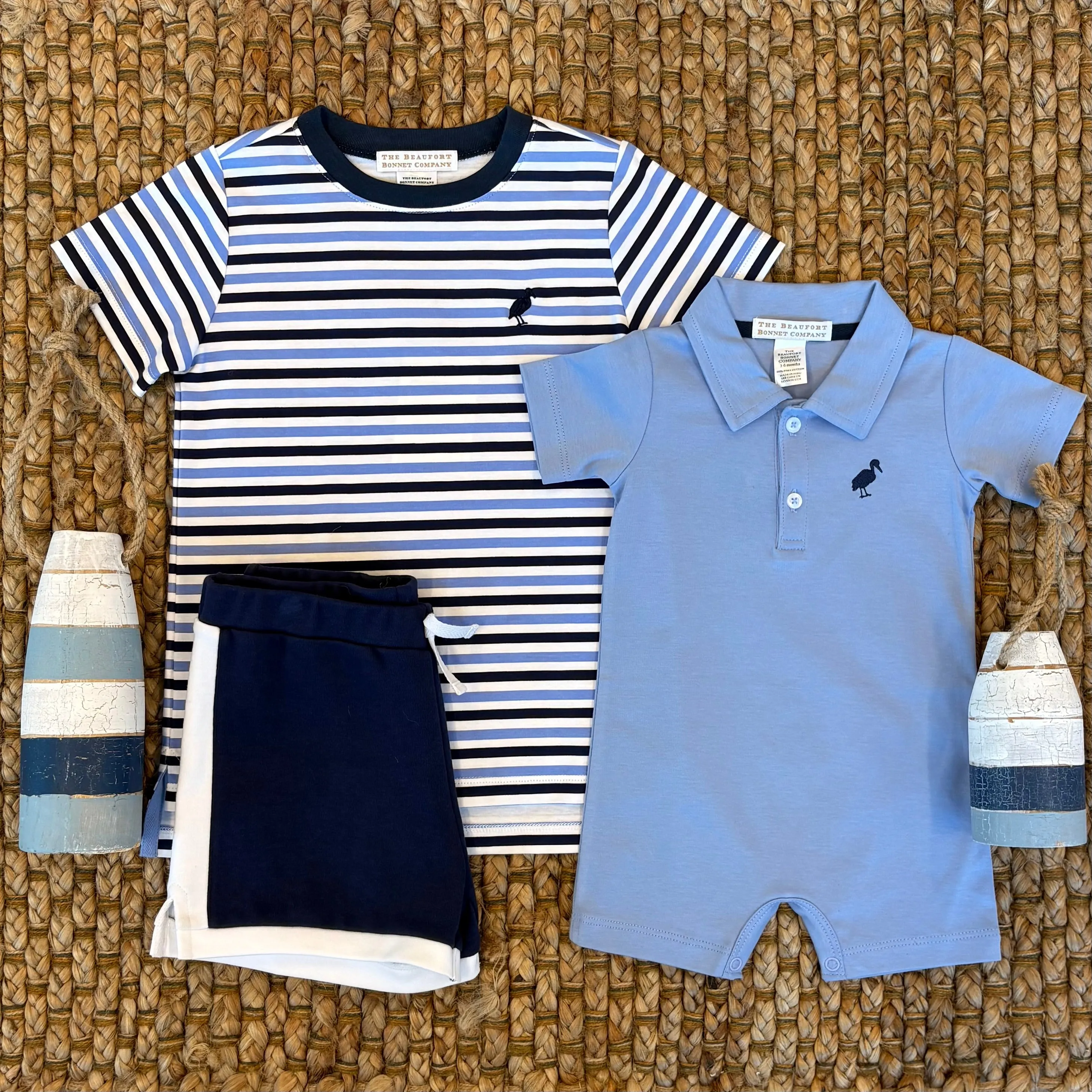 Sir Proper's Romper - Park City Periwinkle with Nantucket Navy Stork