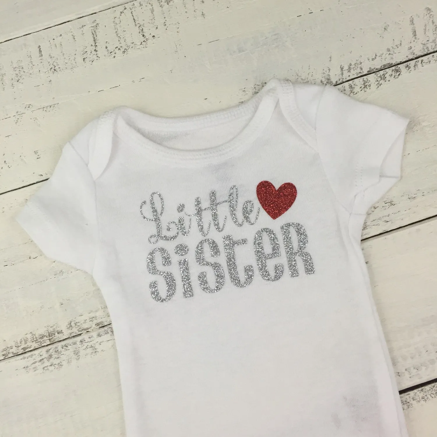 Sister bodysuits and shirts - Silver/Red glitter