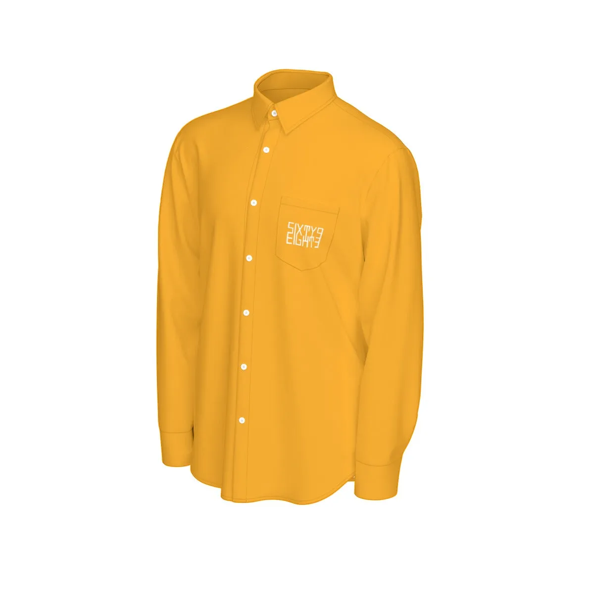 Sixty Eight 93 Logo White Orange Men's Cotton Long Sleeve Shirt