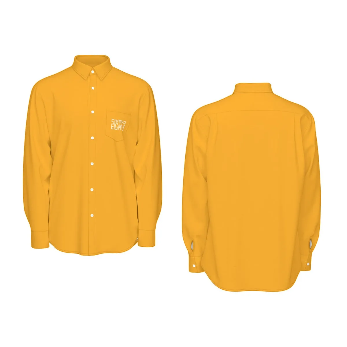 Sixty Eight 93 Logo White Orange Men's Cotton Long Sleeve Shirt