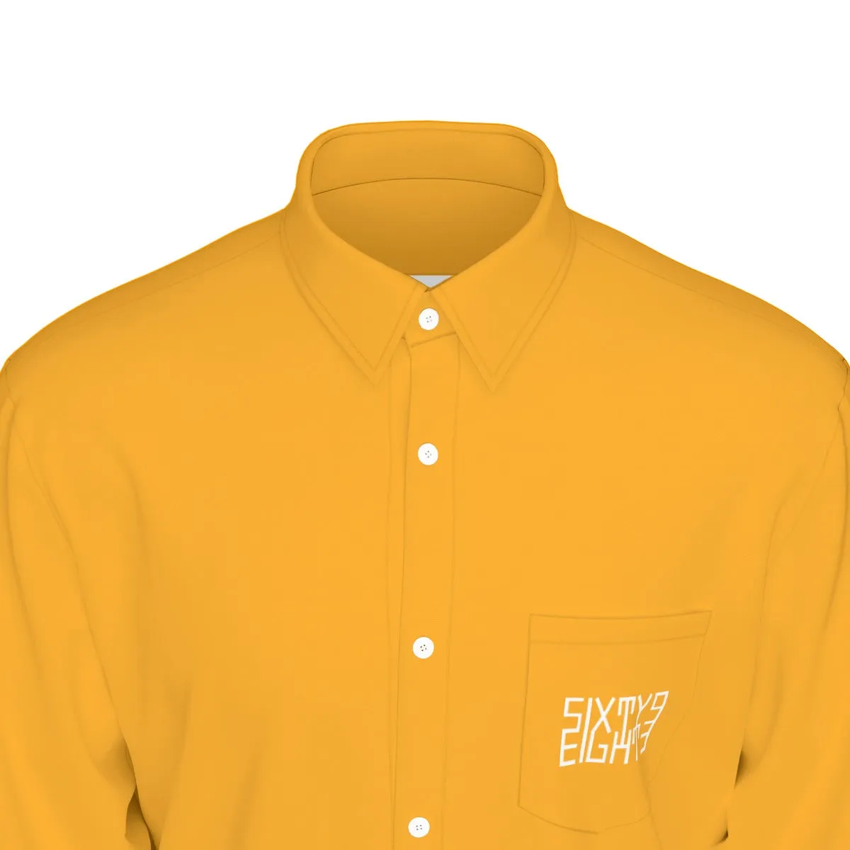 Sixty Eight 93 Logo White Orange Men's Cotton Long Sleeve Shirt