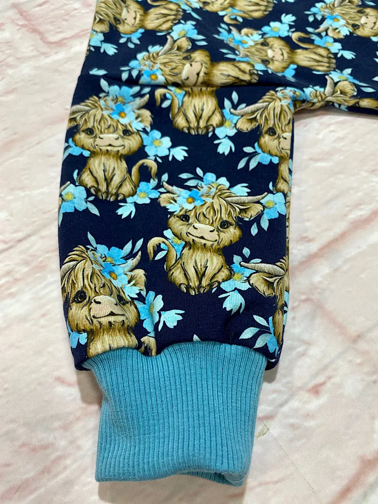 Size 12-18m Sweater Romper - Floral Cows