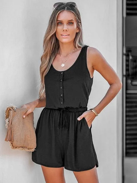 Sleeveless Button Up Romper