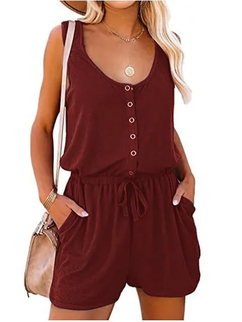 Sleeveless Button Up Romper