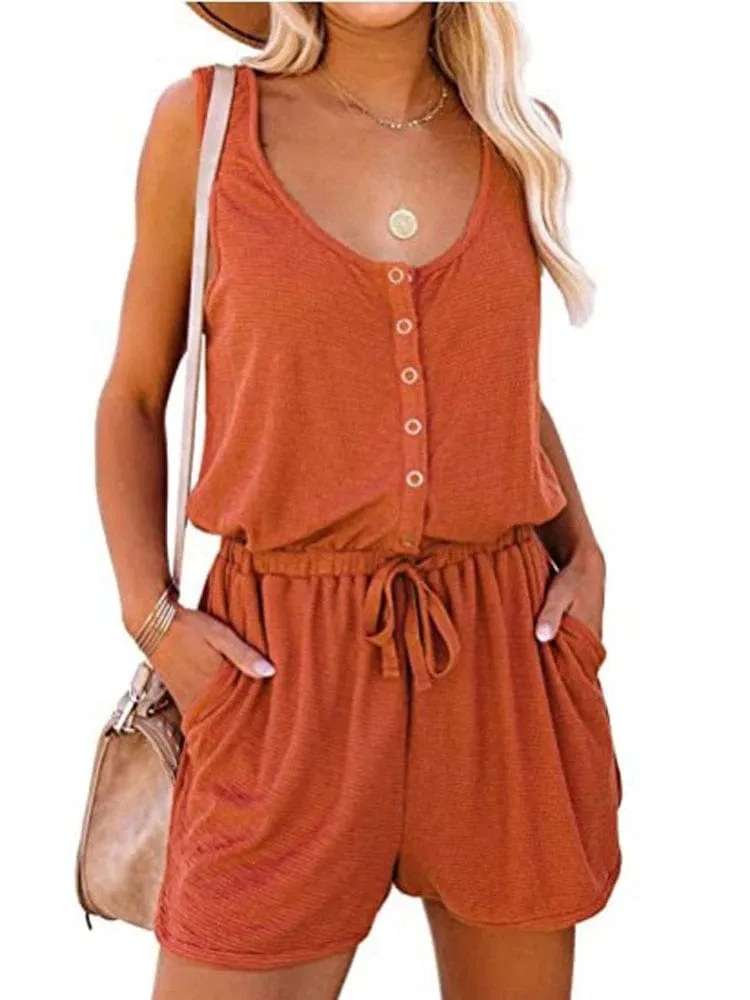 Sleeveless Button Up Romper