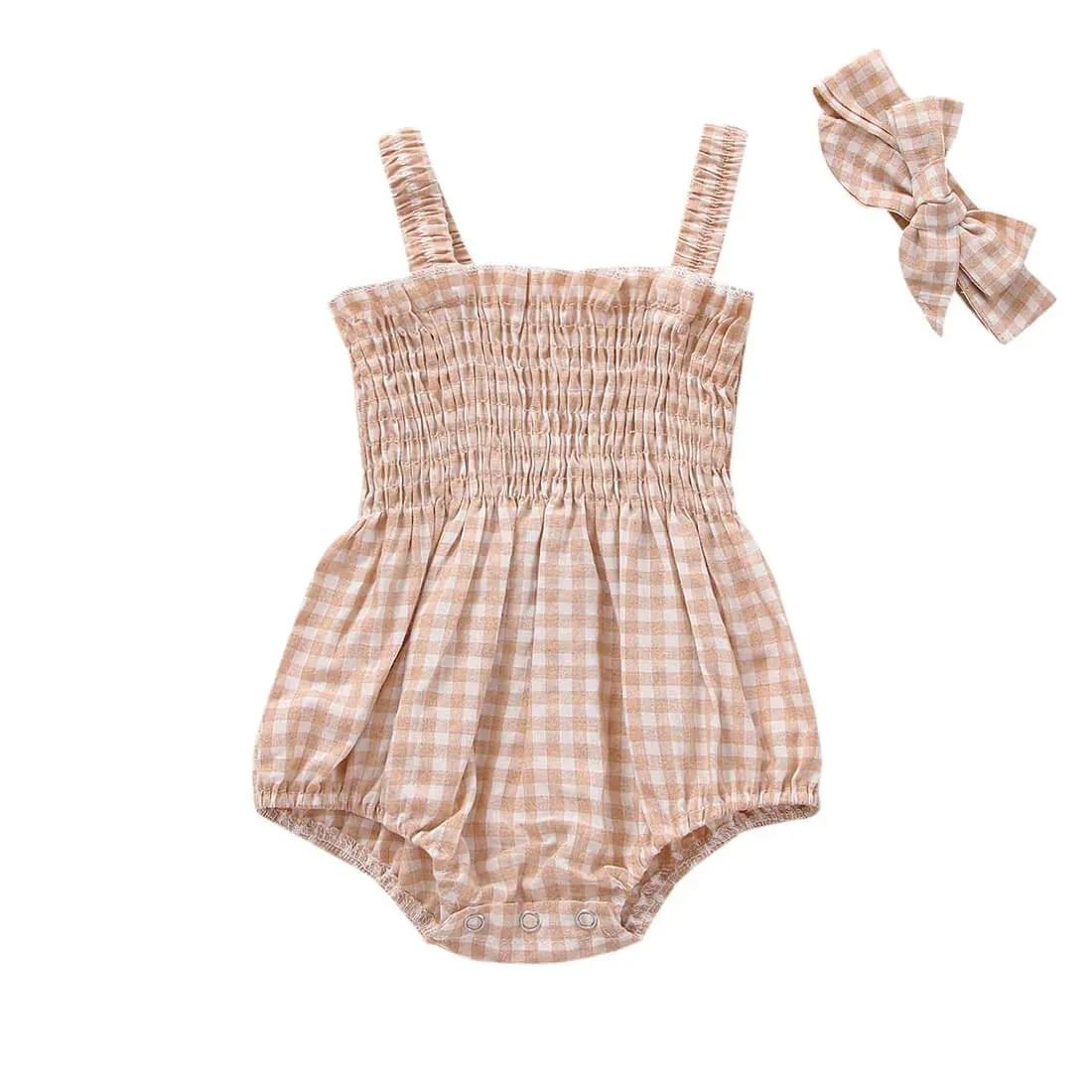 Sleeveless Plaid Baby Romper