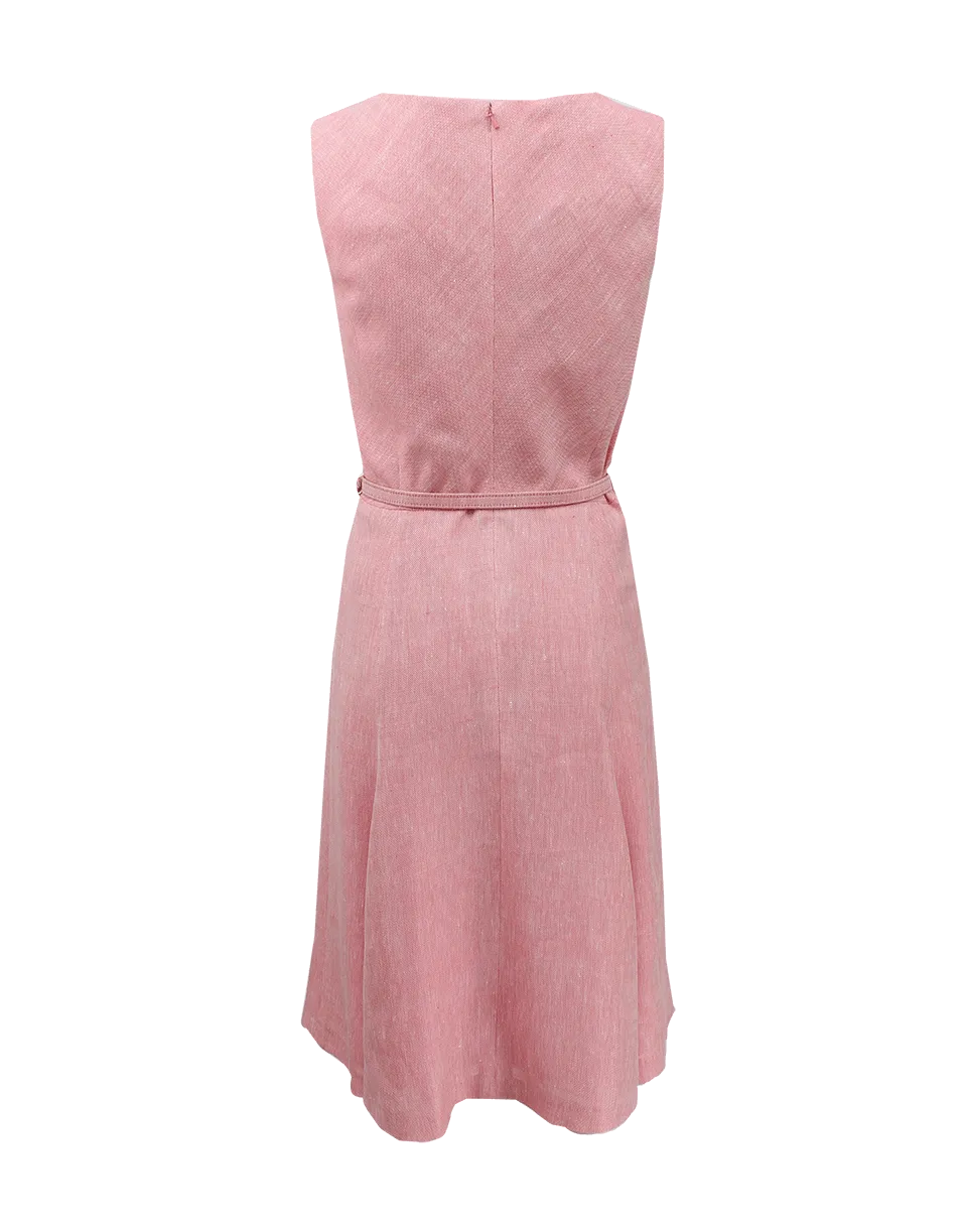 Sleeveless Silk Linen V-Neck Dress