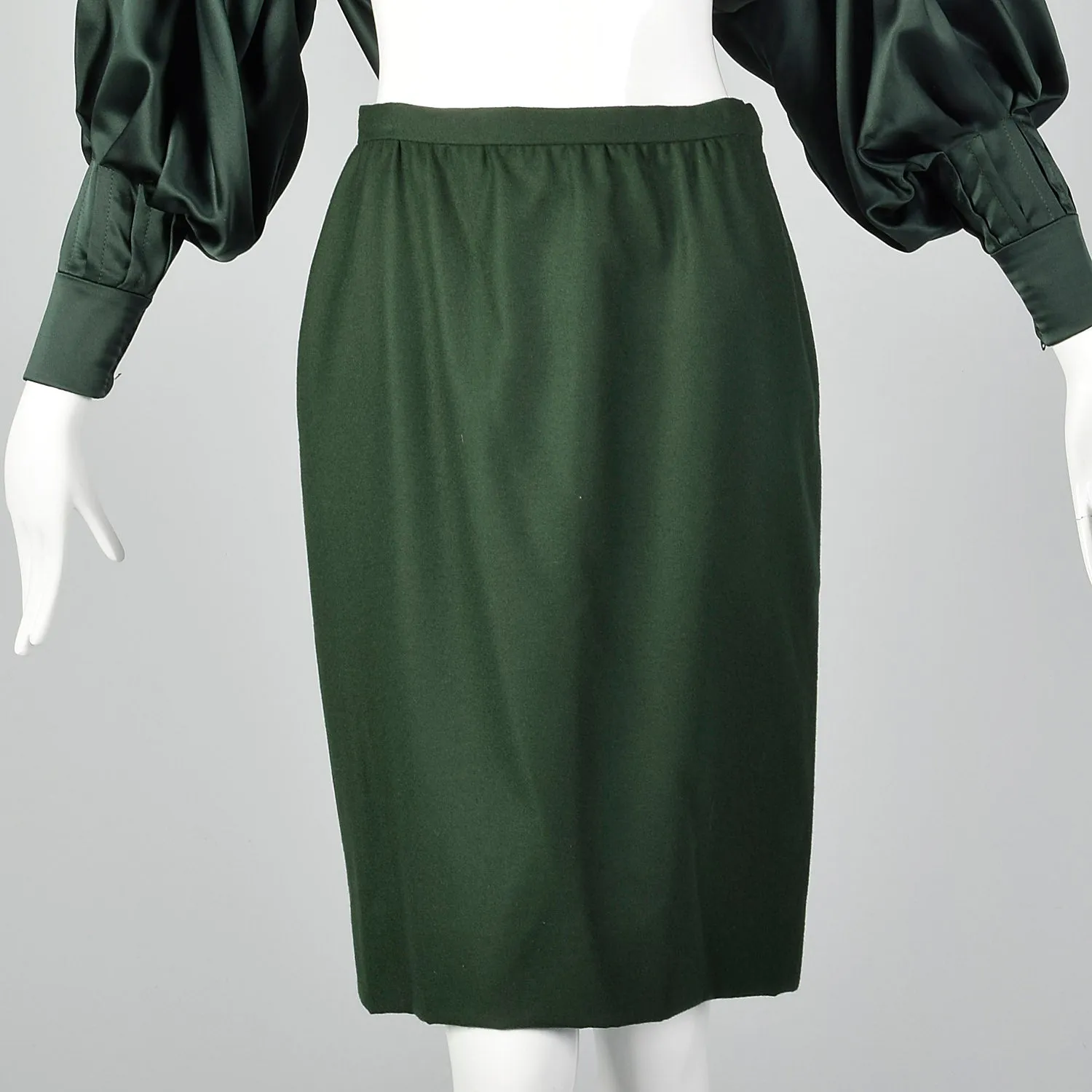 Small Galanos 1980s Green Silk and Wool Set