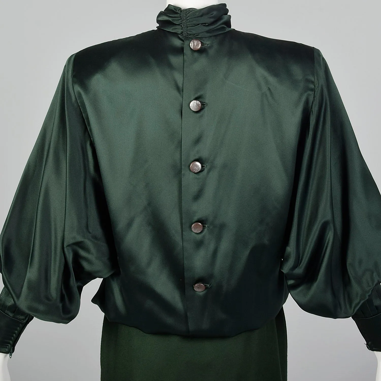 Small Galanos 1980s Green Silk and Wool Set