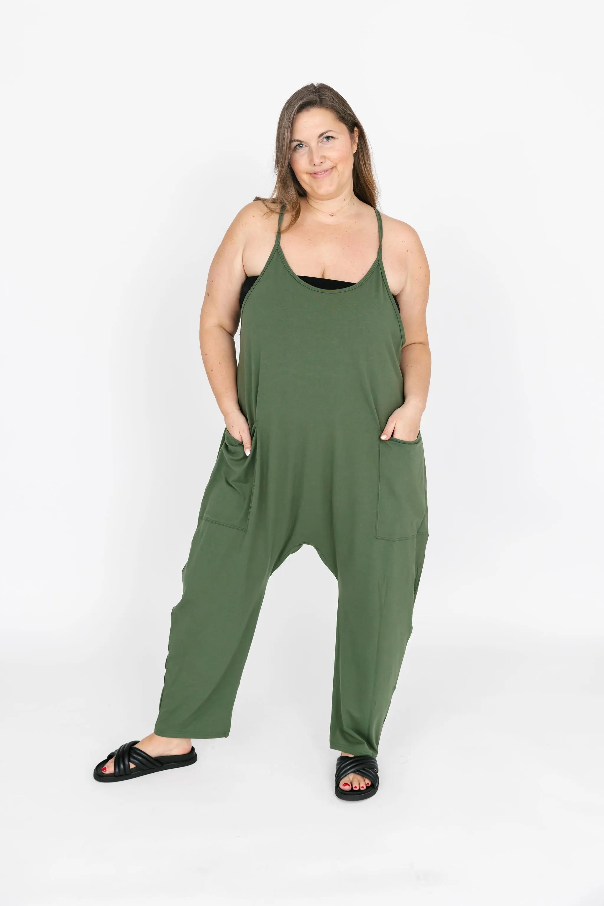 Smash & Tess Abigael Romper | Moss Green   Midnight Black