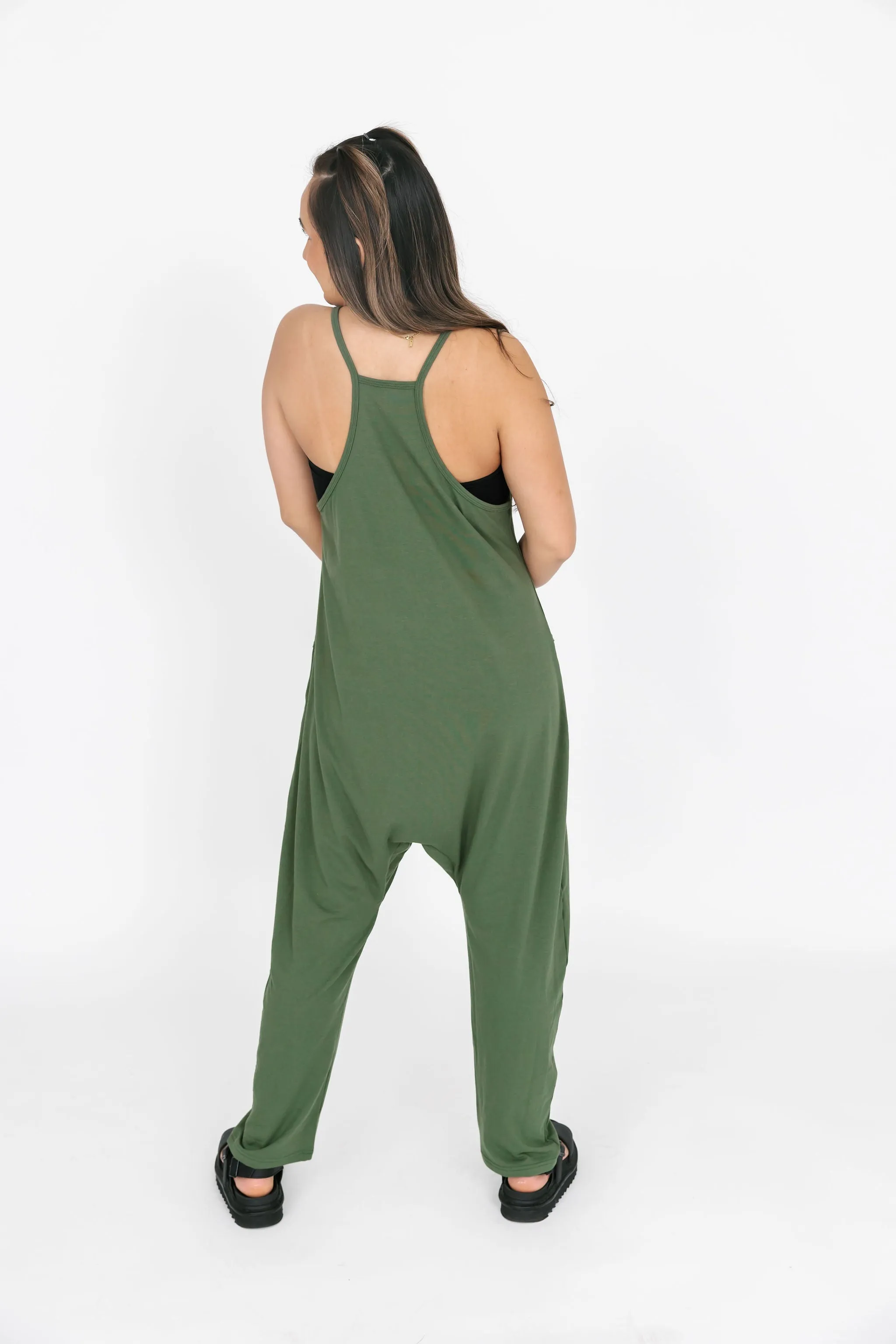 Smash & Tess Abigael Romper | Moss Green   Midnight Black