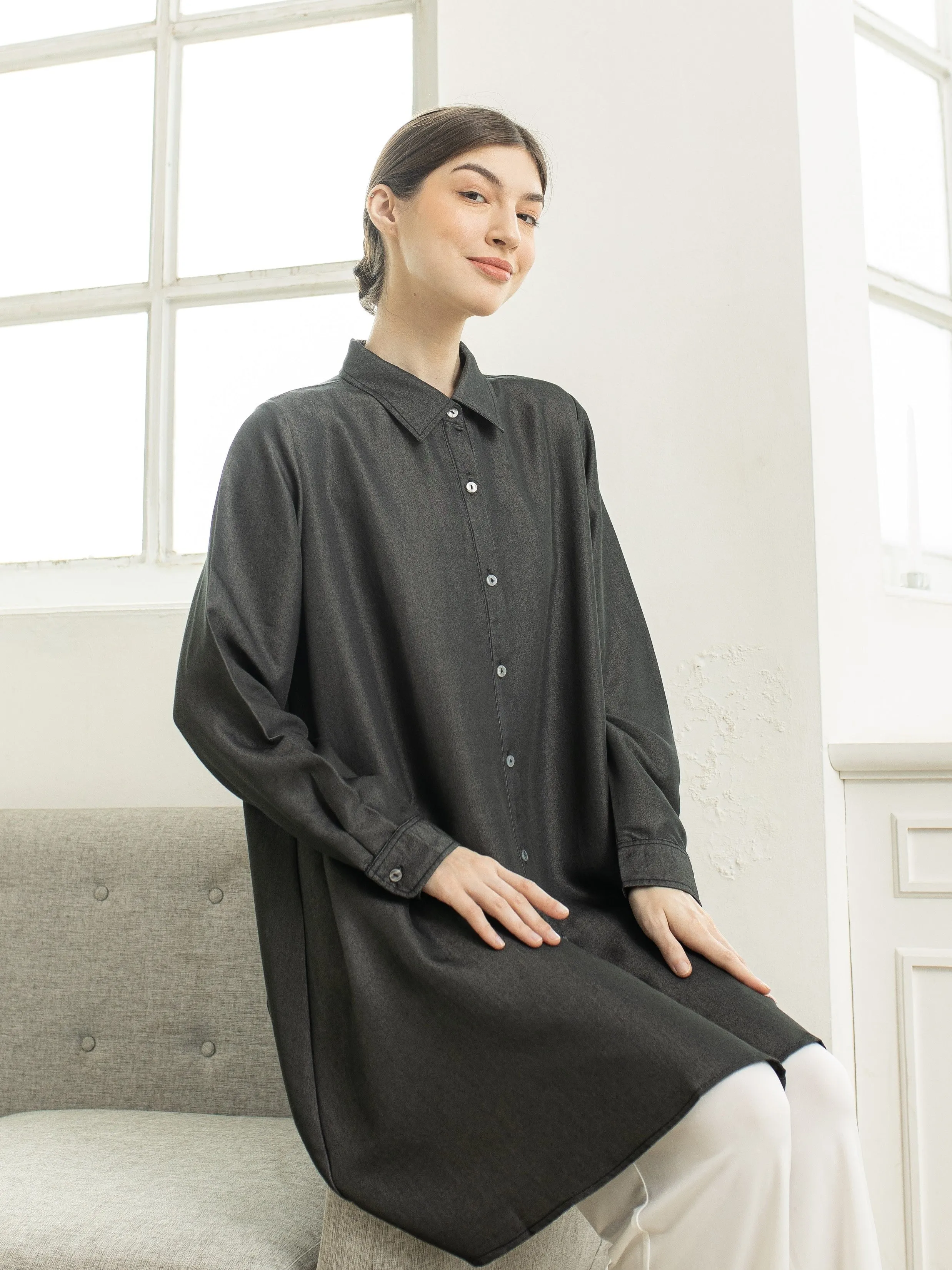 Sora Denim Tencel Tunic Shirt