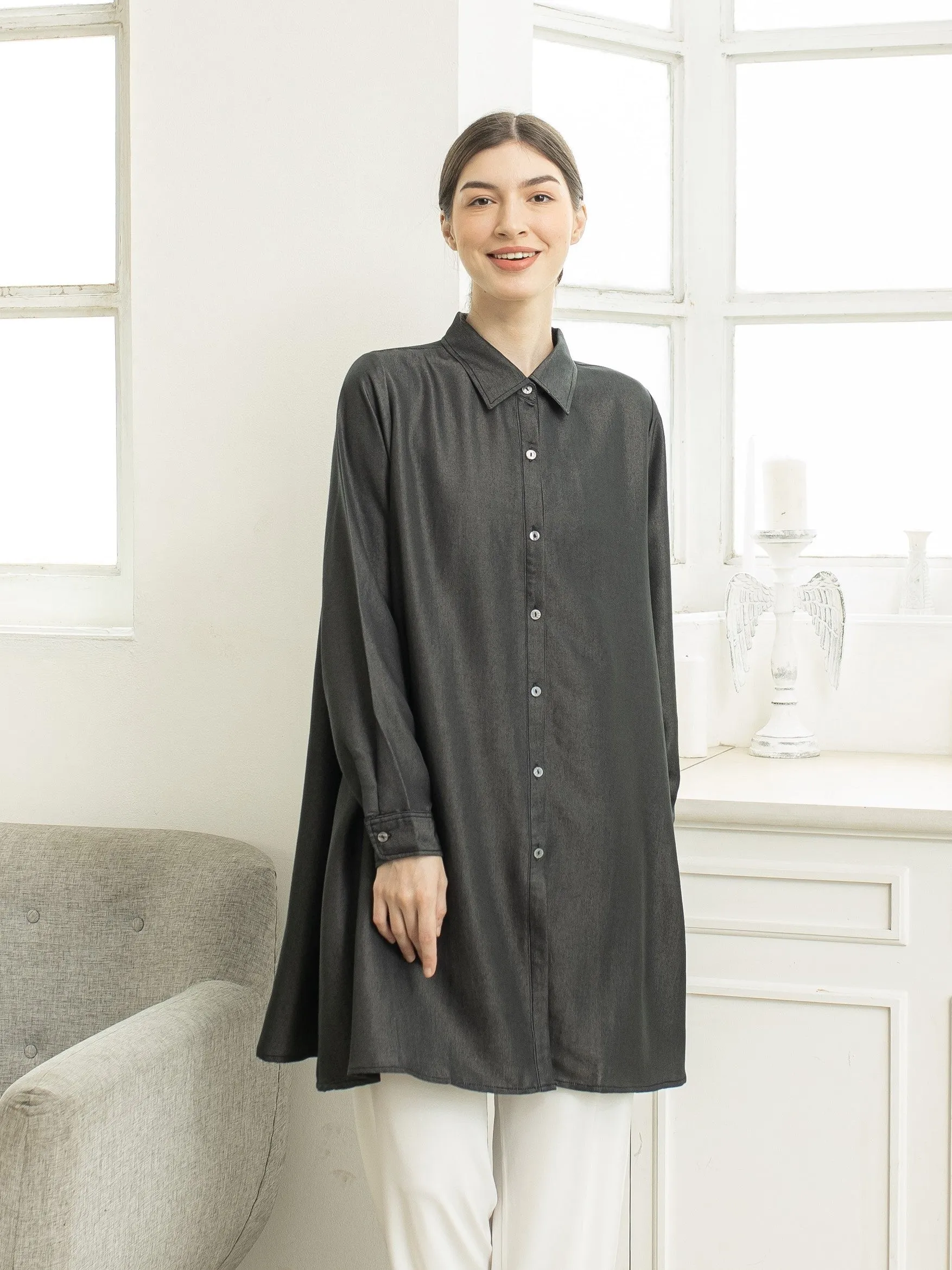 Sora Denim Tencel Tunic Shirt