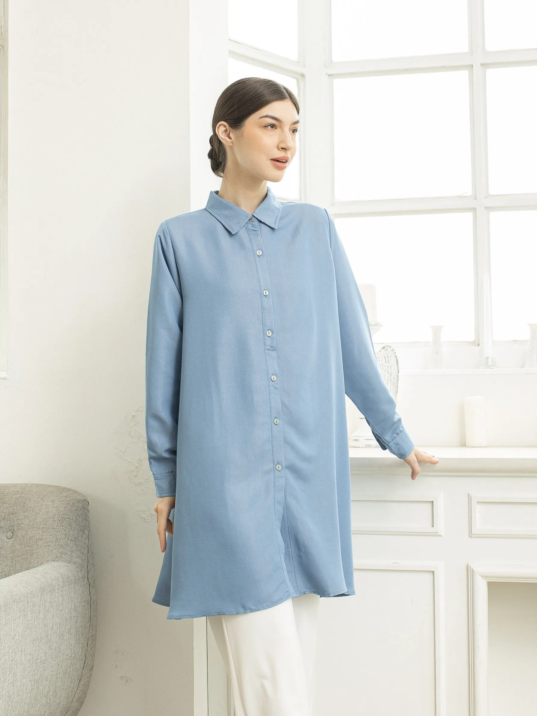 Sora Denim Tencel Tunic Shirt