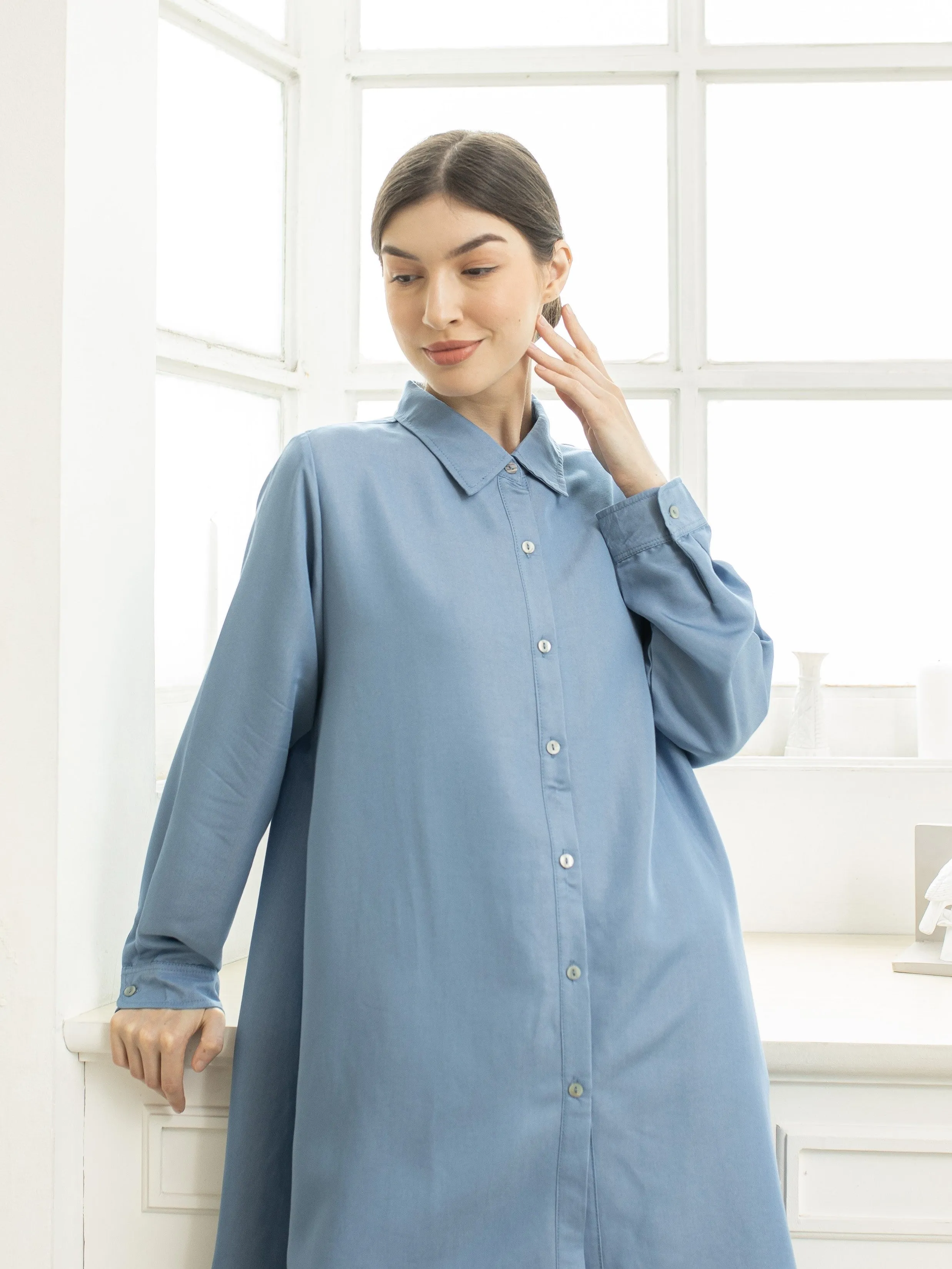 Sora Denim Tencel Tunic Shirt