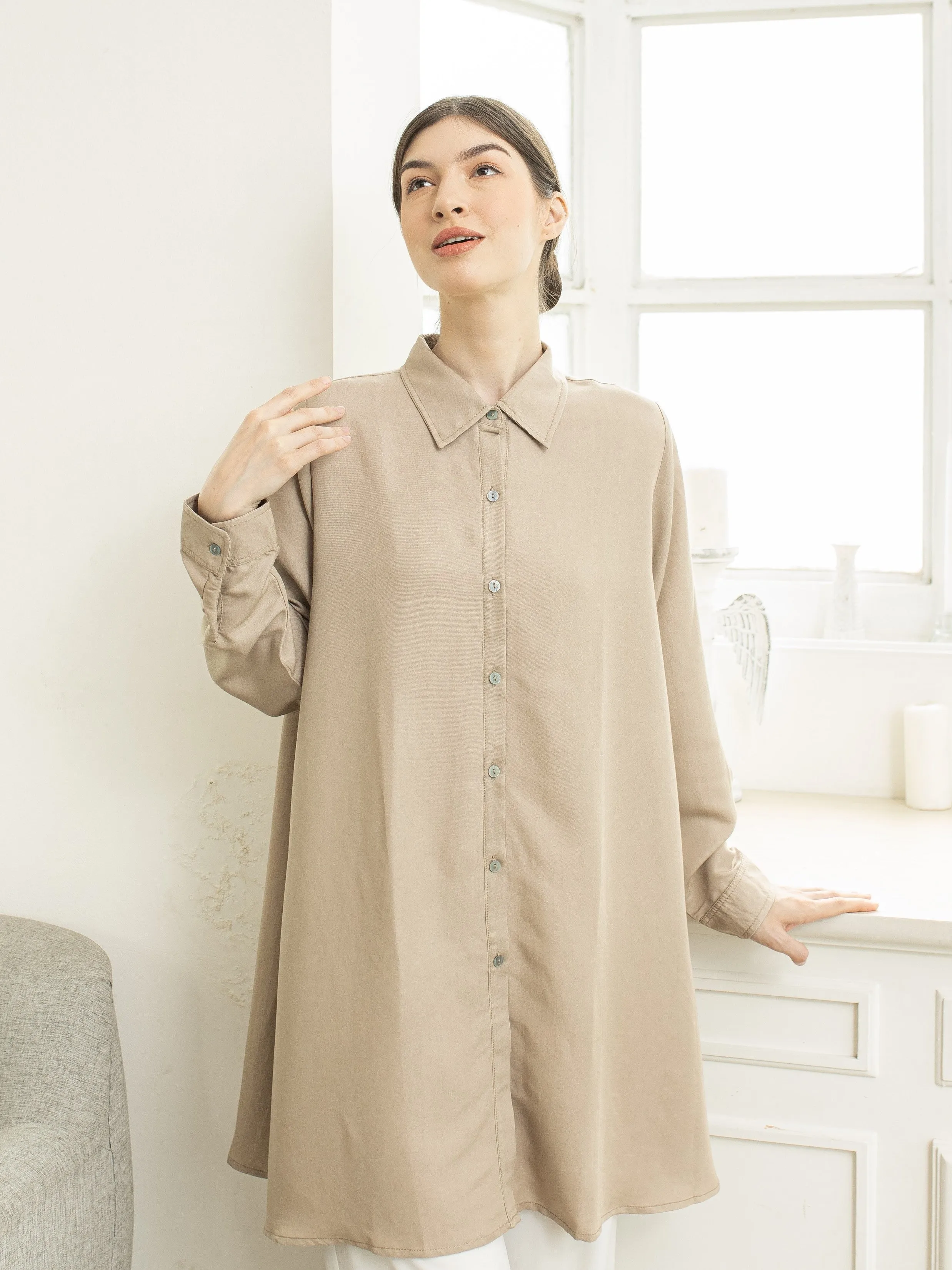 Sora Denim Tencel Tunic Shirt