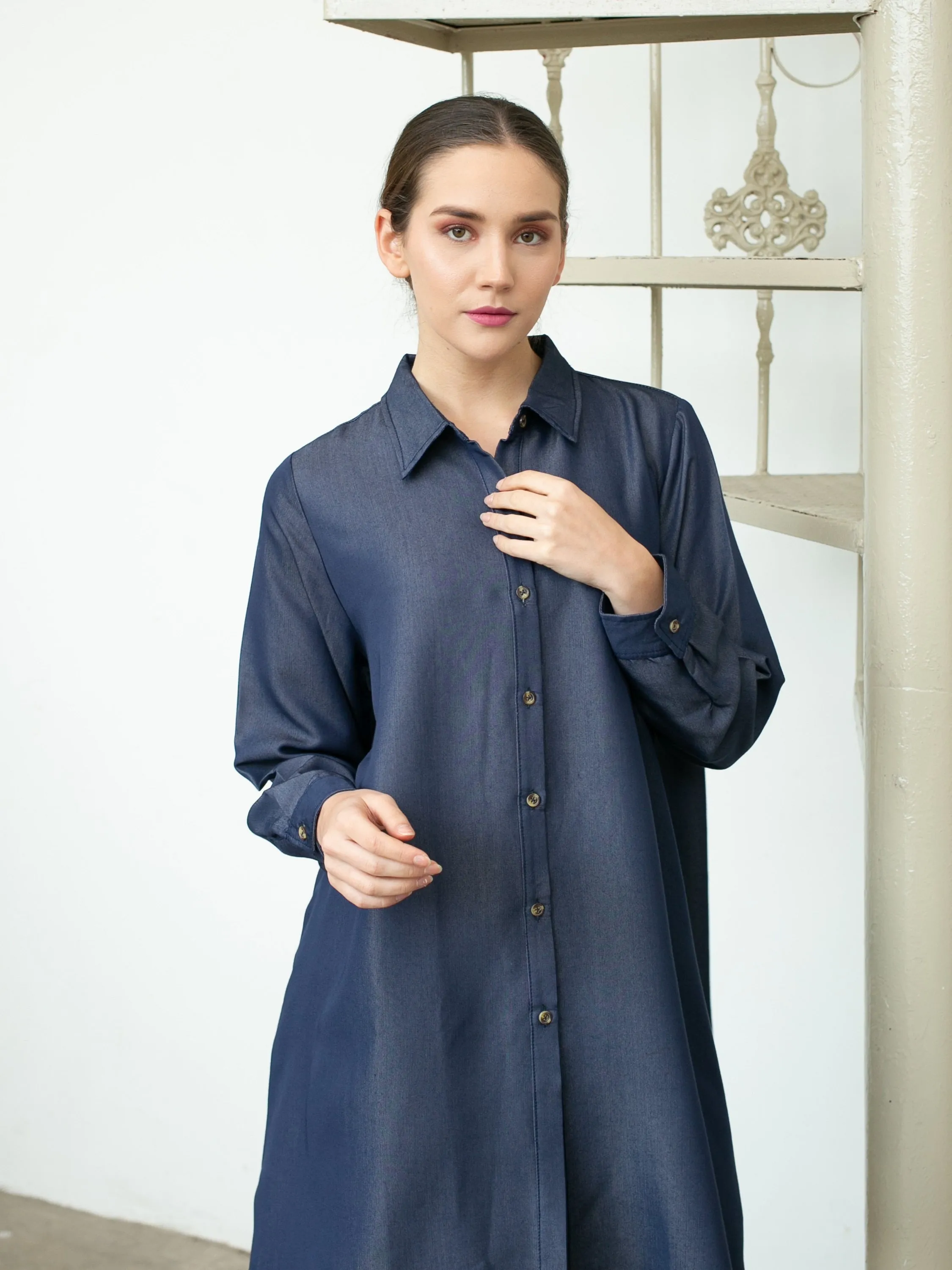 Sora Denim Tencel Tunic Shirt