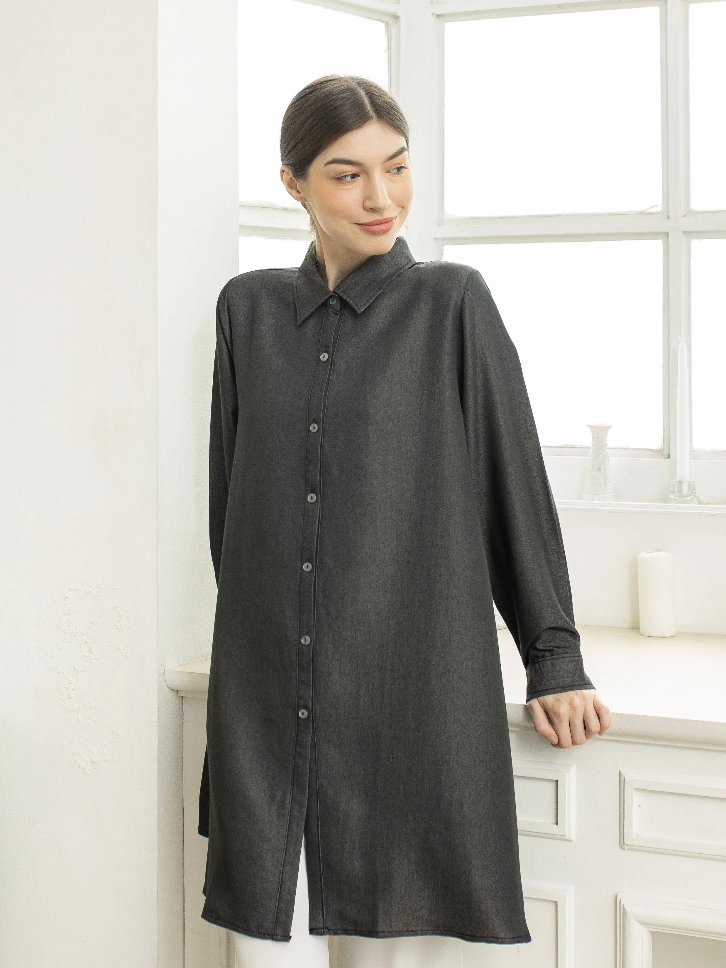 Sora Denim Tencel Tunic Shirt