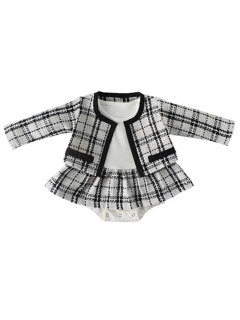 Spanish Style Baby Clothes Cotton Romper Dress Checked Blouse Top