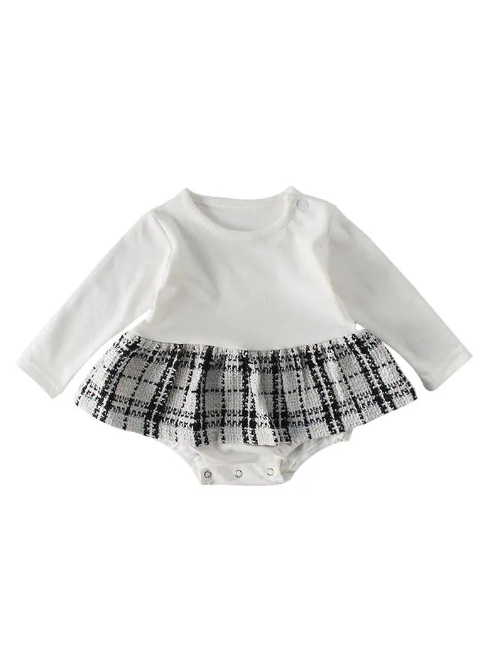 Spanish Style Baby Clothes Cotton Romper Dress Checked Blouse Top