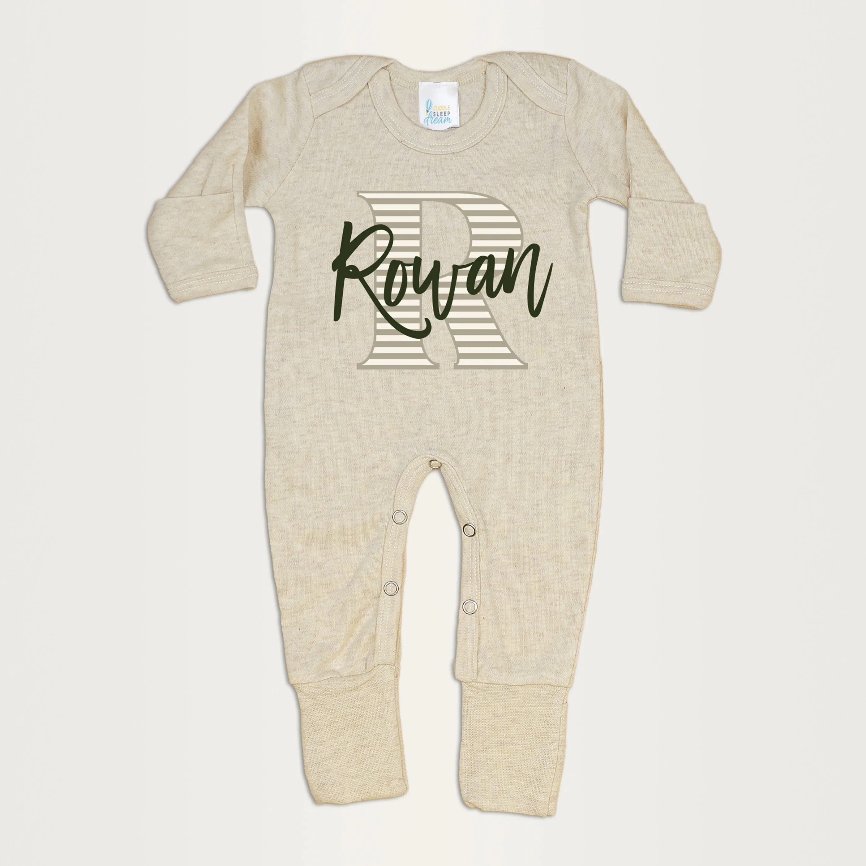 Stripe Initial Romper | Oatmeal